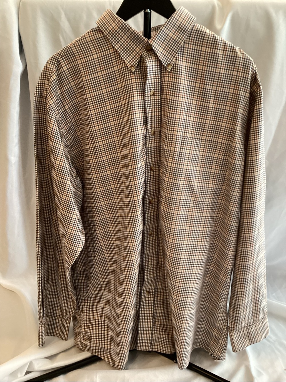 Jos. A. Bank Brown and Cream Plaid Button-Down Shirt